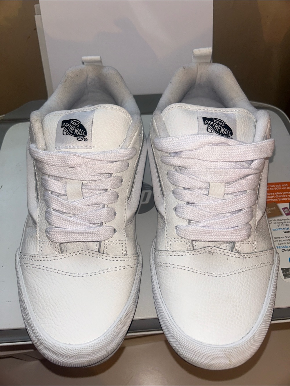 Vans Men’s  White Leather Low-Top Sneakers